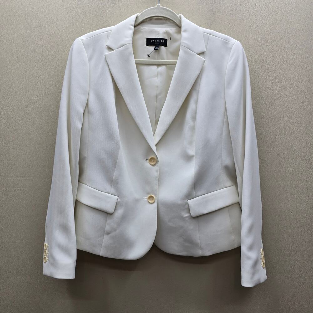 Talbots Blazer 14P Notched Lapel Corporate Chic Old Money Aesthetic Cream  NWOT